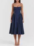 V Neck Strapless Midi Dress