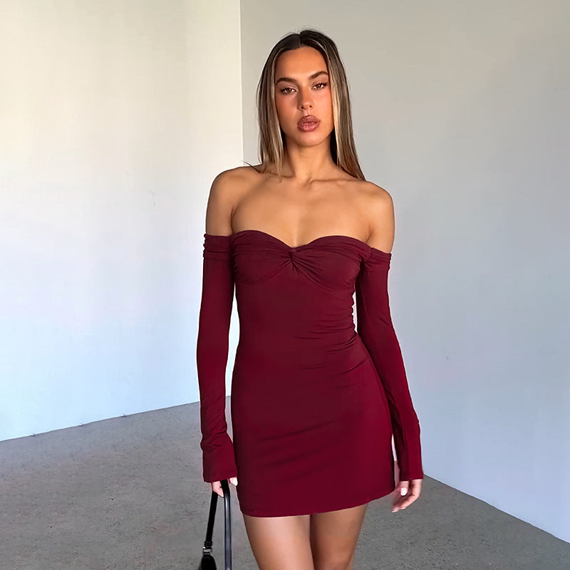 Crimson Kiss Mini Bodycon Dress Maroon