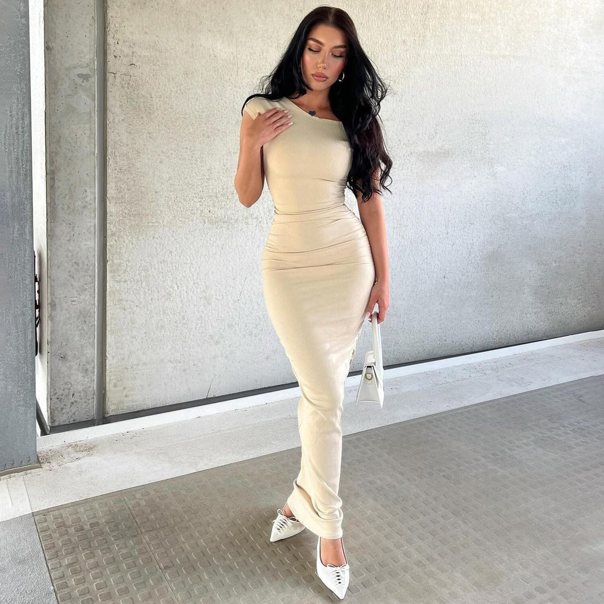 Mystical Off Shoulder Dress Apricot