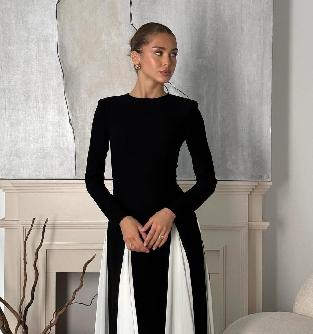 Paisley Sleek Spliced Crewneck Slim Fit Dress
