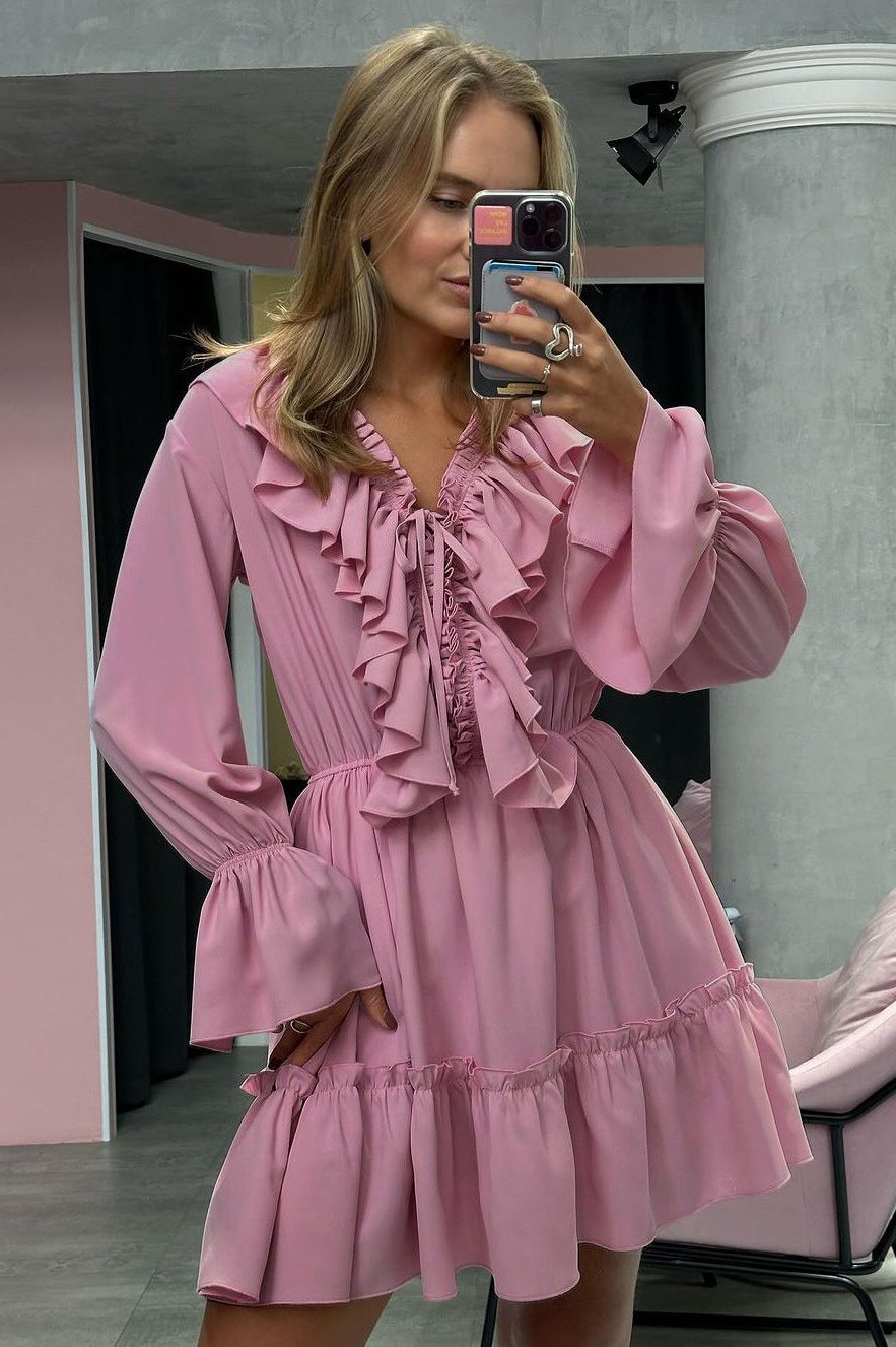 Amelia Breeze Ruffle Long Sleeve Mini Dress
