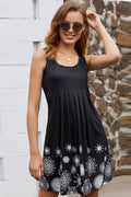 Black Print Scoop Neck Sleeveless Dress - Mislish