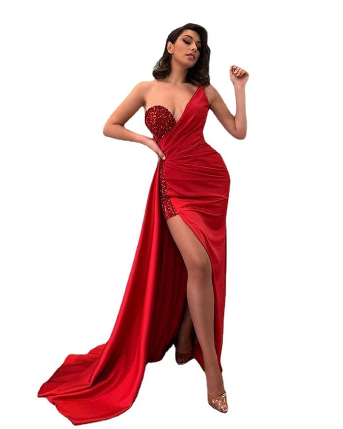 Vintage Red Shinny Ladies Dress