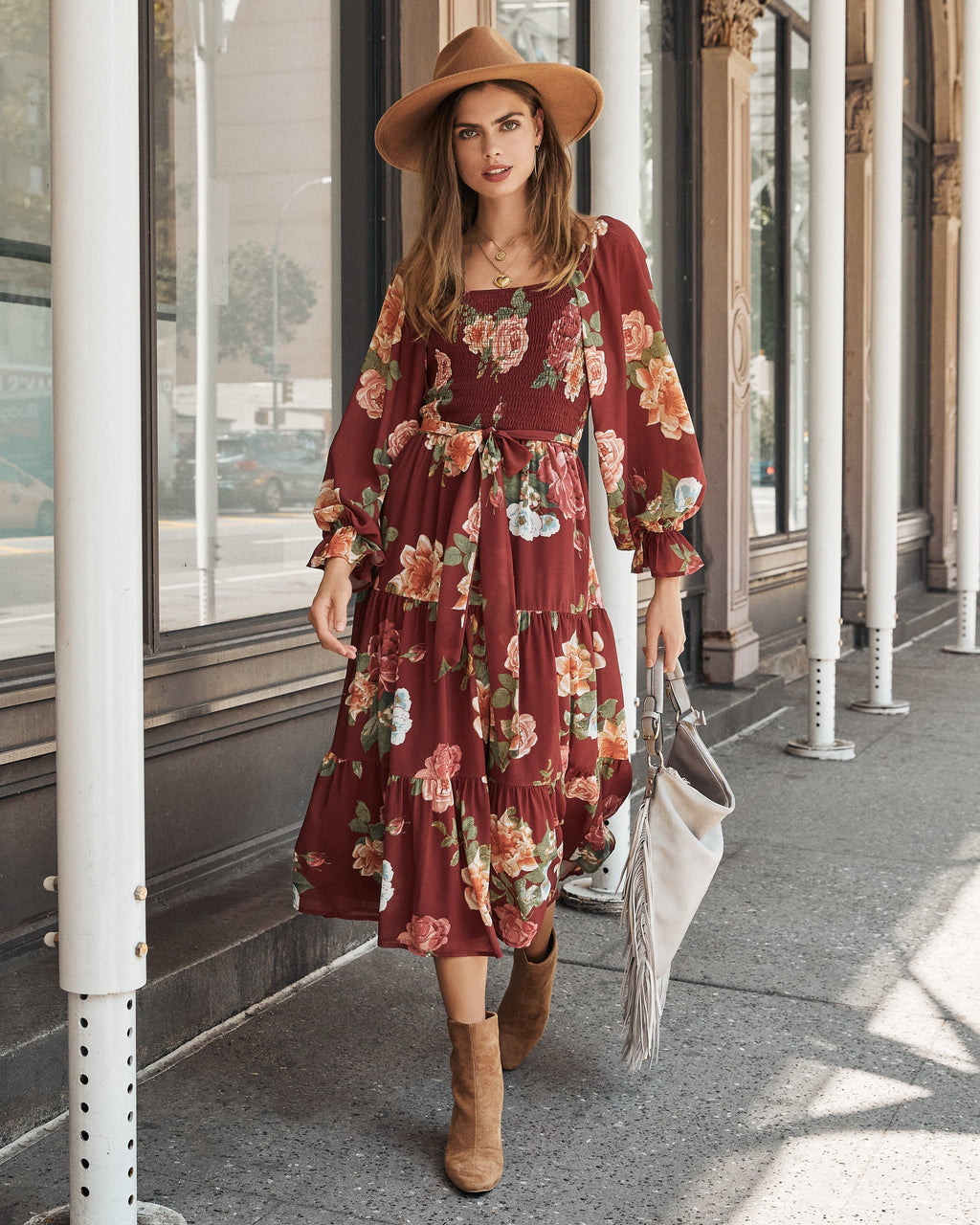 Claudette Floral Smocked Midi Dress FINAL