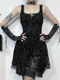 2024 Summer New Harajuku Retro Wrapped Hip Mini Dress Y2K Vintage Gothic Punk Dark Style Tie Up ALine Dress