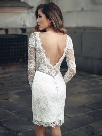 V-Neck Long Sleeves Wedding Dress Satin Bow Satin Court Train Sleeves Bridal Gowns Modern Princess White Vestido De Novia Mermaid