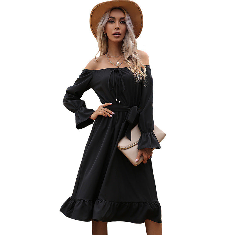 Waves Will Fade Pocketed Off The Shoulder Dress Onyx