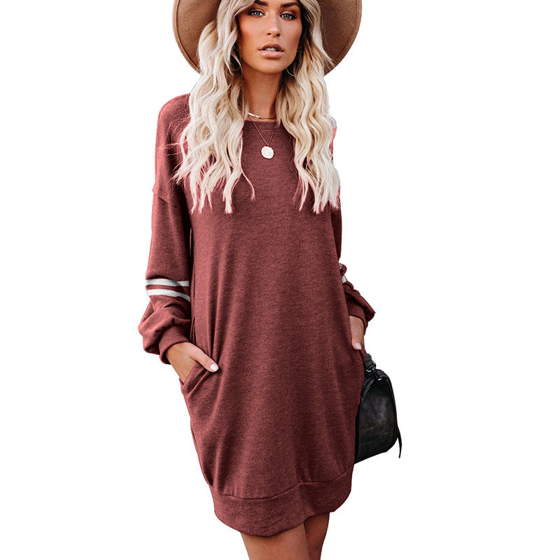 Randy Pocketed Long Sleeve Knit Dress Marsala FINAL