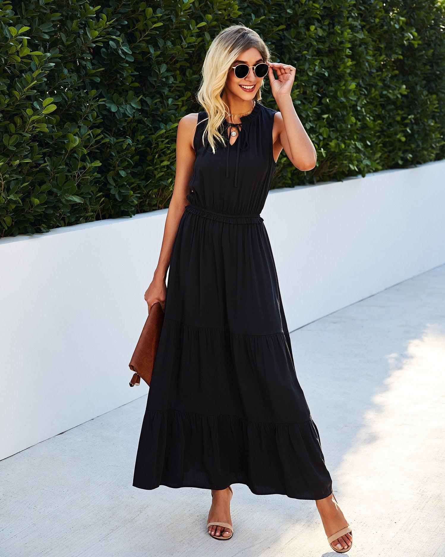 Kokomo Tiered Adjustable Maxi Dress Black FINAL