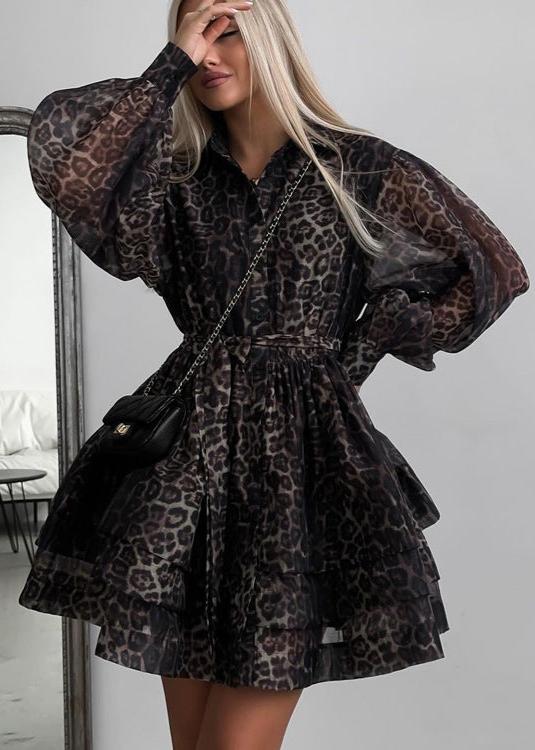 Fierce Elegance Leopard Print Chiffon Dress