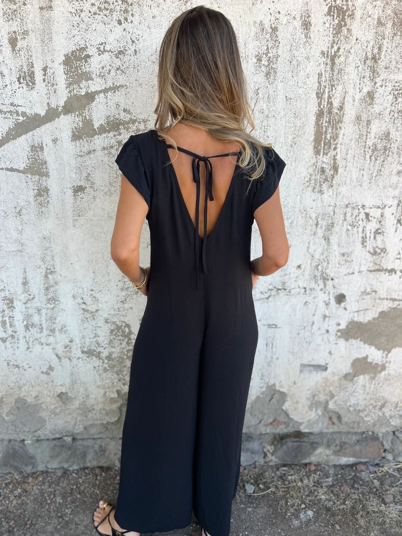 Leopard Print V Neck Jumpsuit With Front Pockets