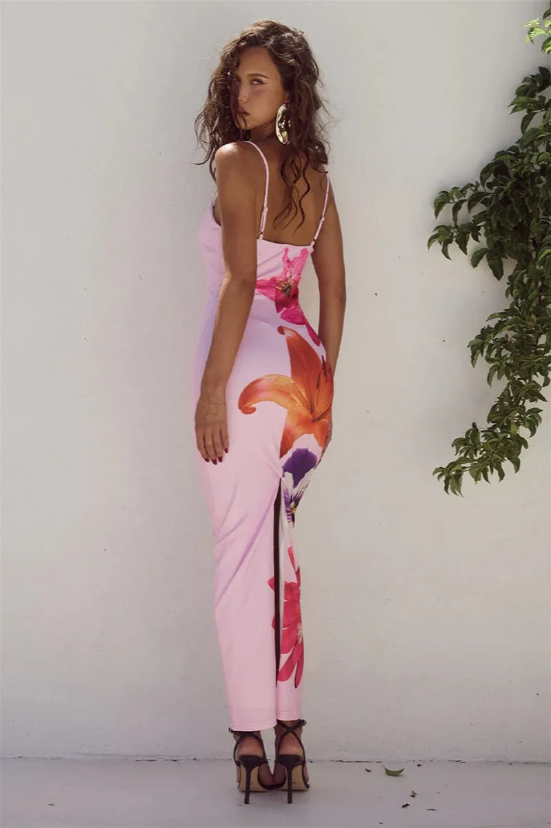 Floral Print Spaghetti Strap Midi Dress
