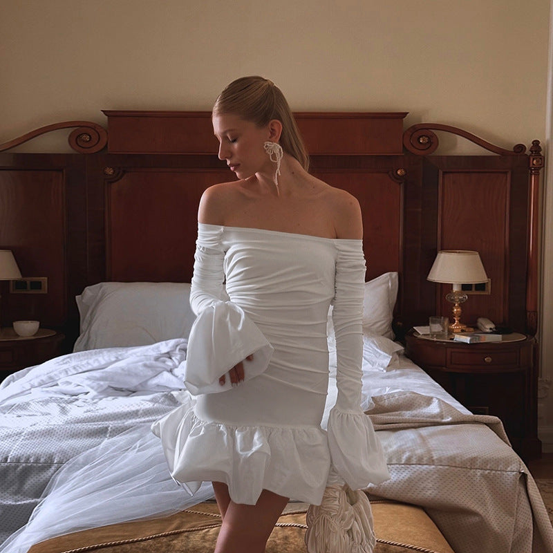 Frostene Off Shoulder Mini Dress White
