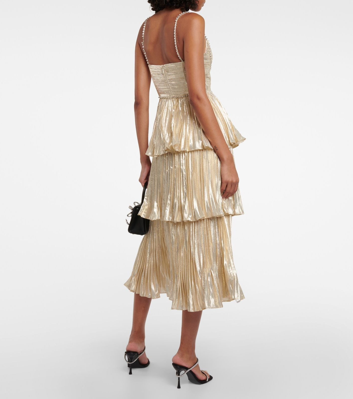 Party Ruffle Midi Dress Champagne