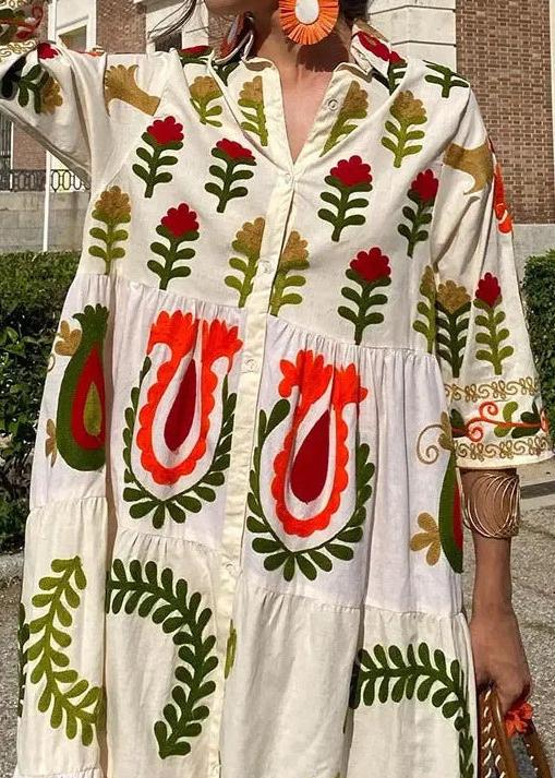 Garden Bloom EmbroideRed Maxi Dress