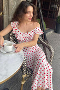 Polka Dot Cami ALine Ruffled Maxi Dress