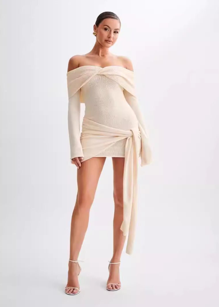 Off Shoulder Knitted Wrap Dress Modern Elegance