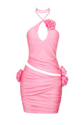 Flower Appliqu Cut Out Minidress