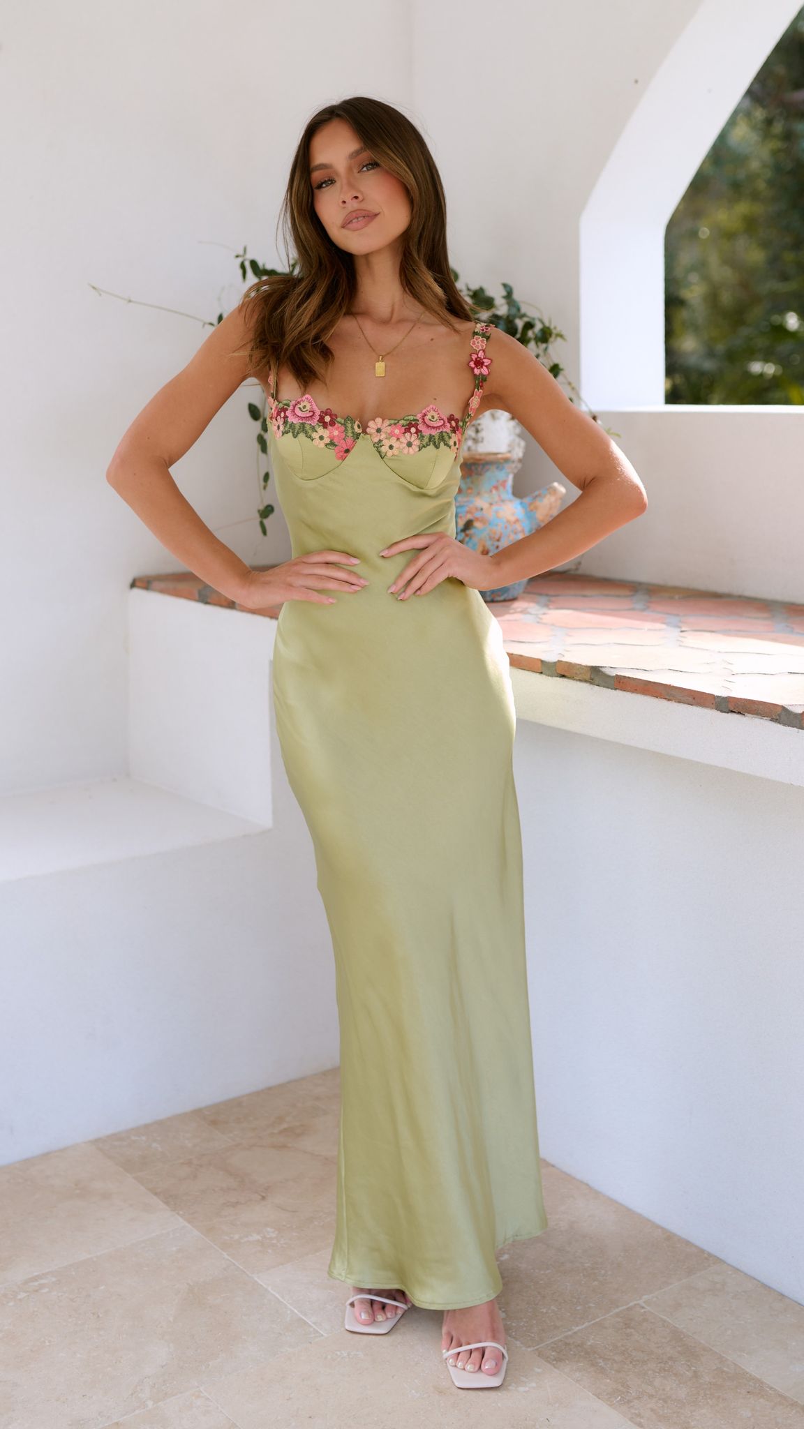 Beatrice Maxi Dress with Flower Detail