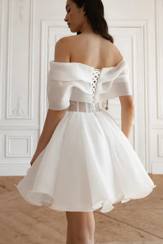 Short Organza Satin Mermaid Princess Court Train Dress Vestido De Novia Bridal Gown Bow Simple