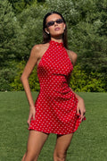 Polka Dot FitandFlare Sleeveless Mini Dress