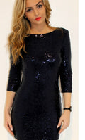 Vinci Padded Sequin Mini Dress Black