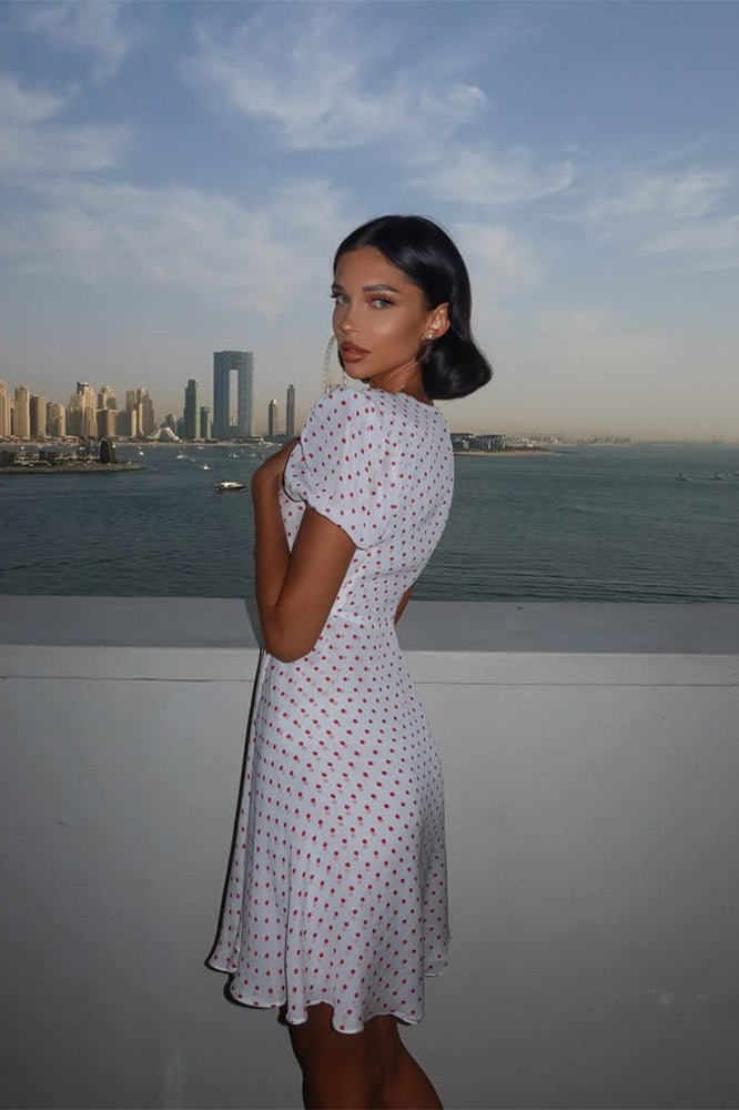 Polka Dot BowDetail Mini Dress