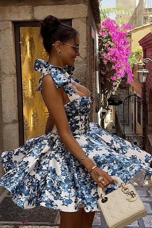 Capri Bloom Floral Bow Tie Mini Dress