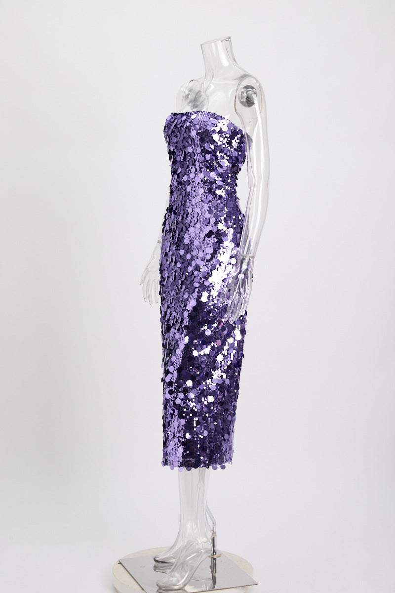 Sparkly Babe Midi Dress Purple
