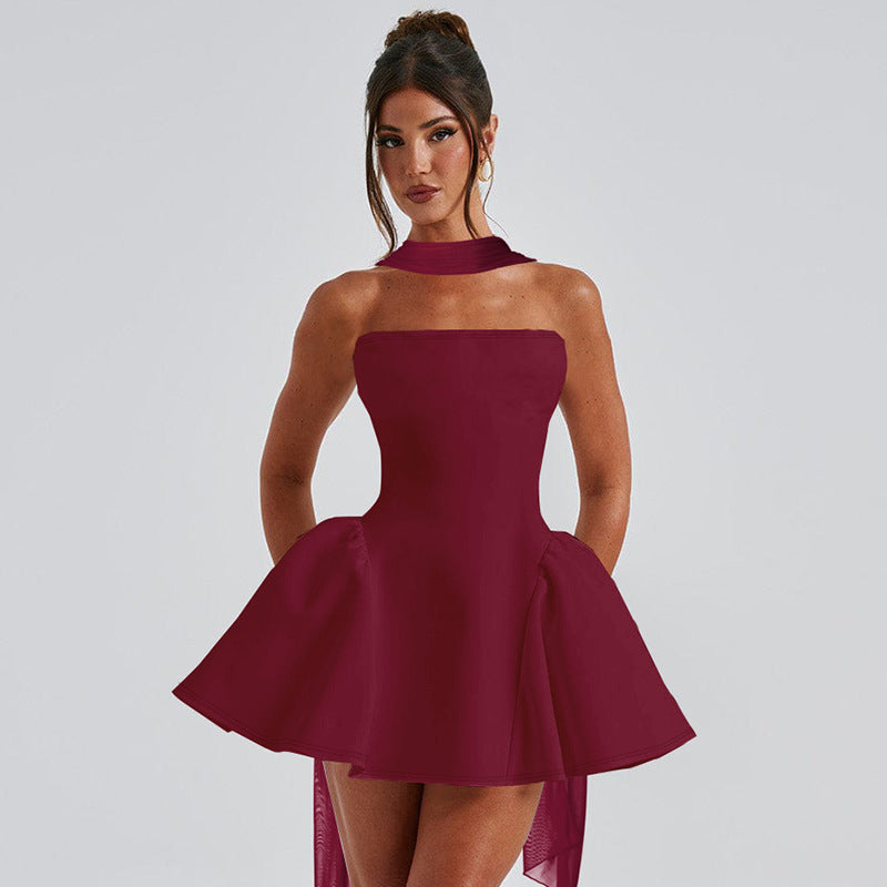 Skylene Mini Dress Maroon