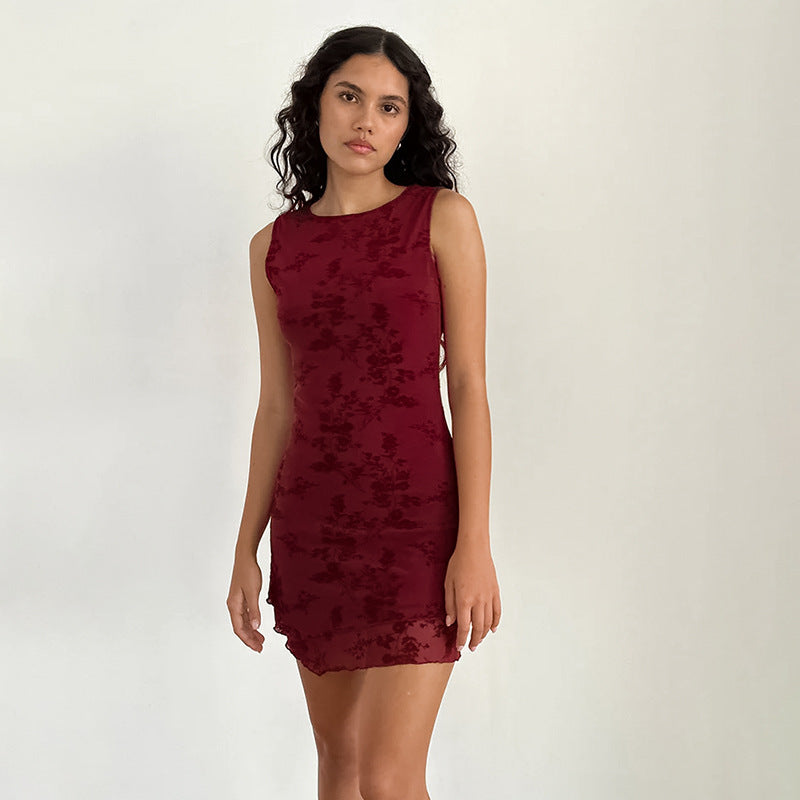 Beverly Mini Dress Maroon