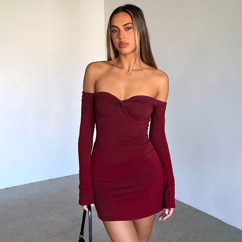 Crimson Kiss Mini Bodycon Dress Maroon