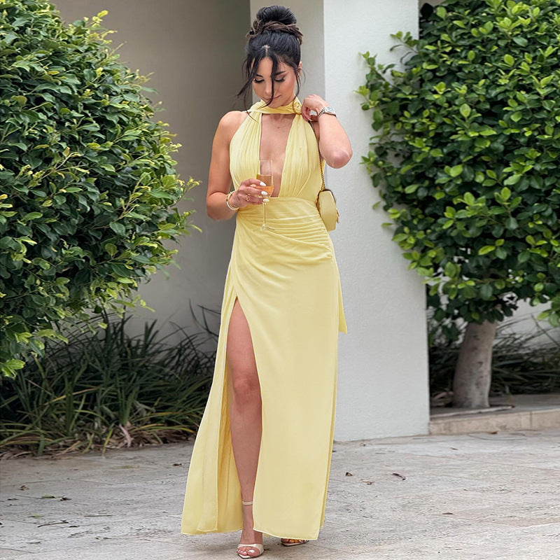 Rosier Slit Dress Yellow