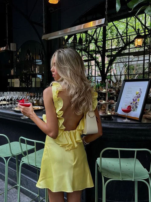 Ayhan Yellow Ruffle Dress