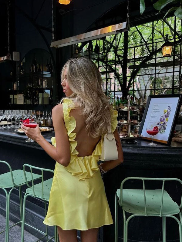 Ayhan Yellow Ruffle Dress