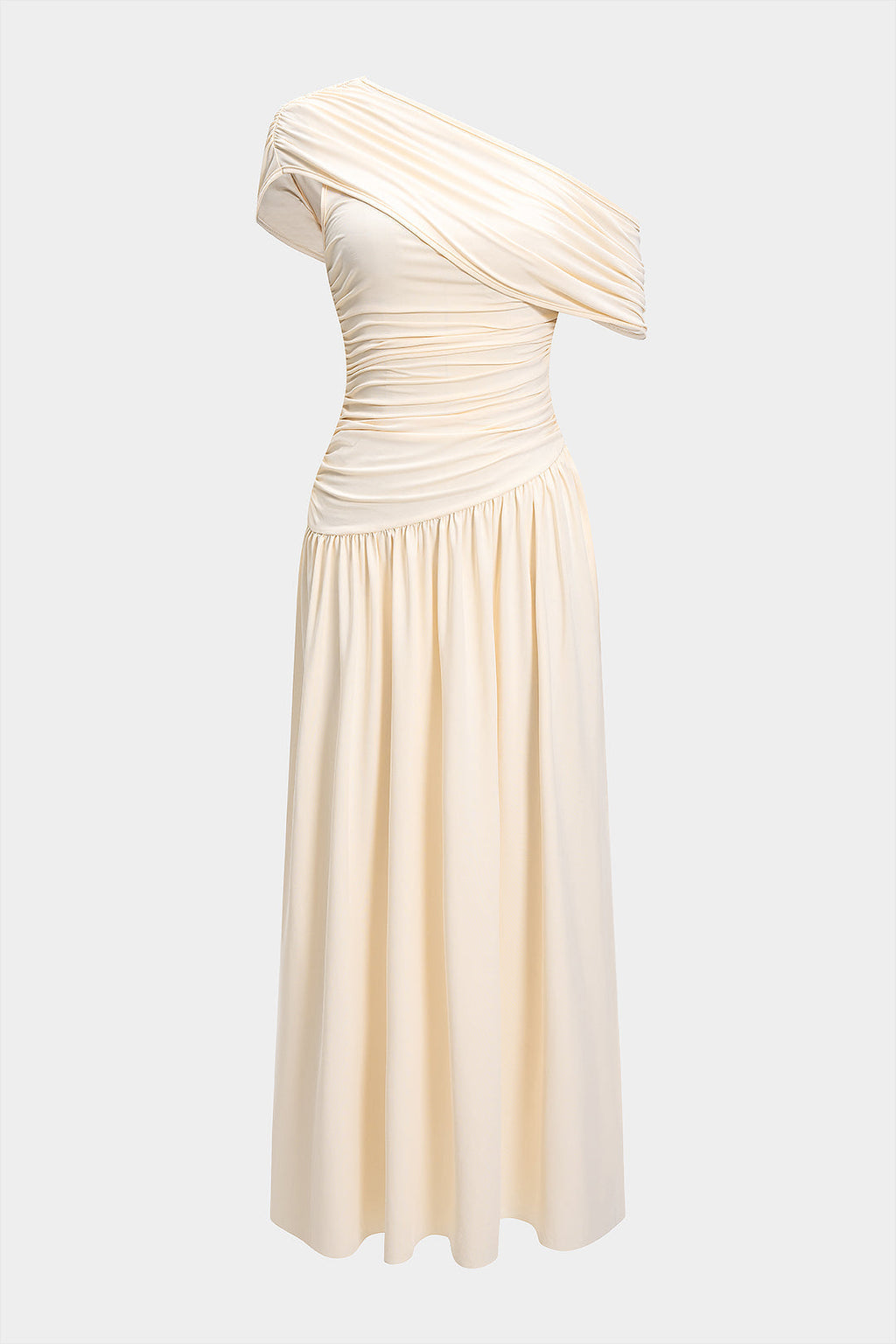 Ruched Asymmetrical Sleeveless Maxi Dress
