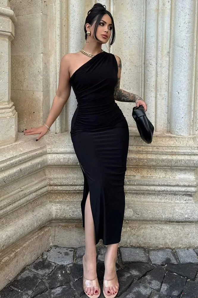 Split Backless Midi Dress