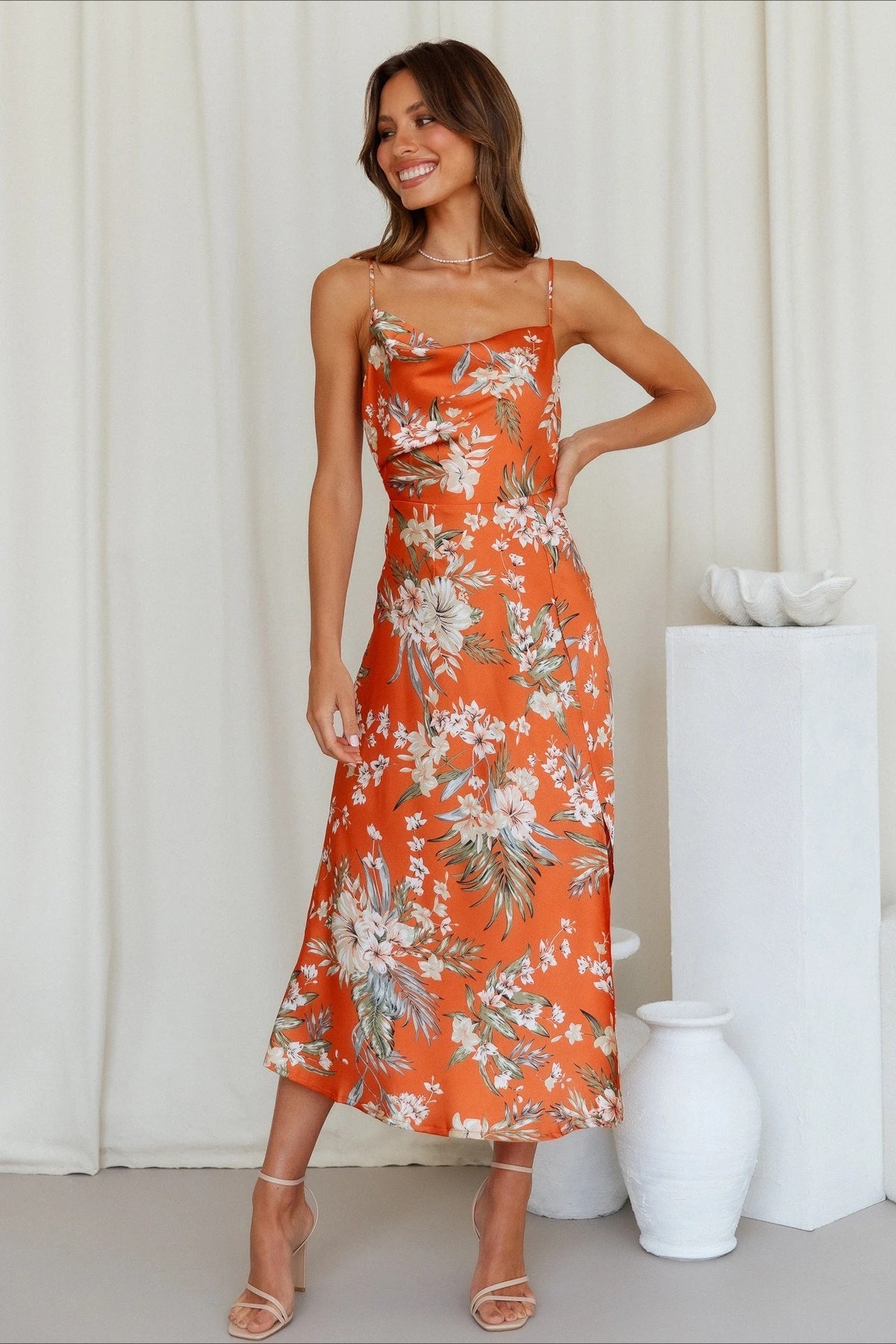Floral Digital Print Cami Silk Dress