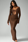 Striped Tie Waist U Neck Maxi Dress