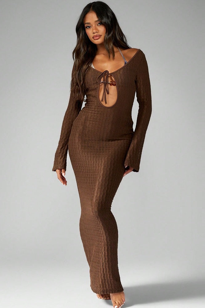 Striped Tie Waist U Neck Maxi Dress