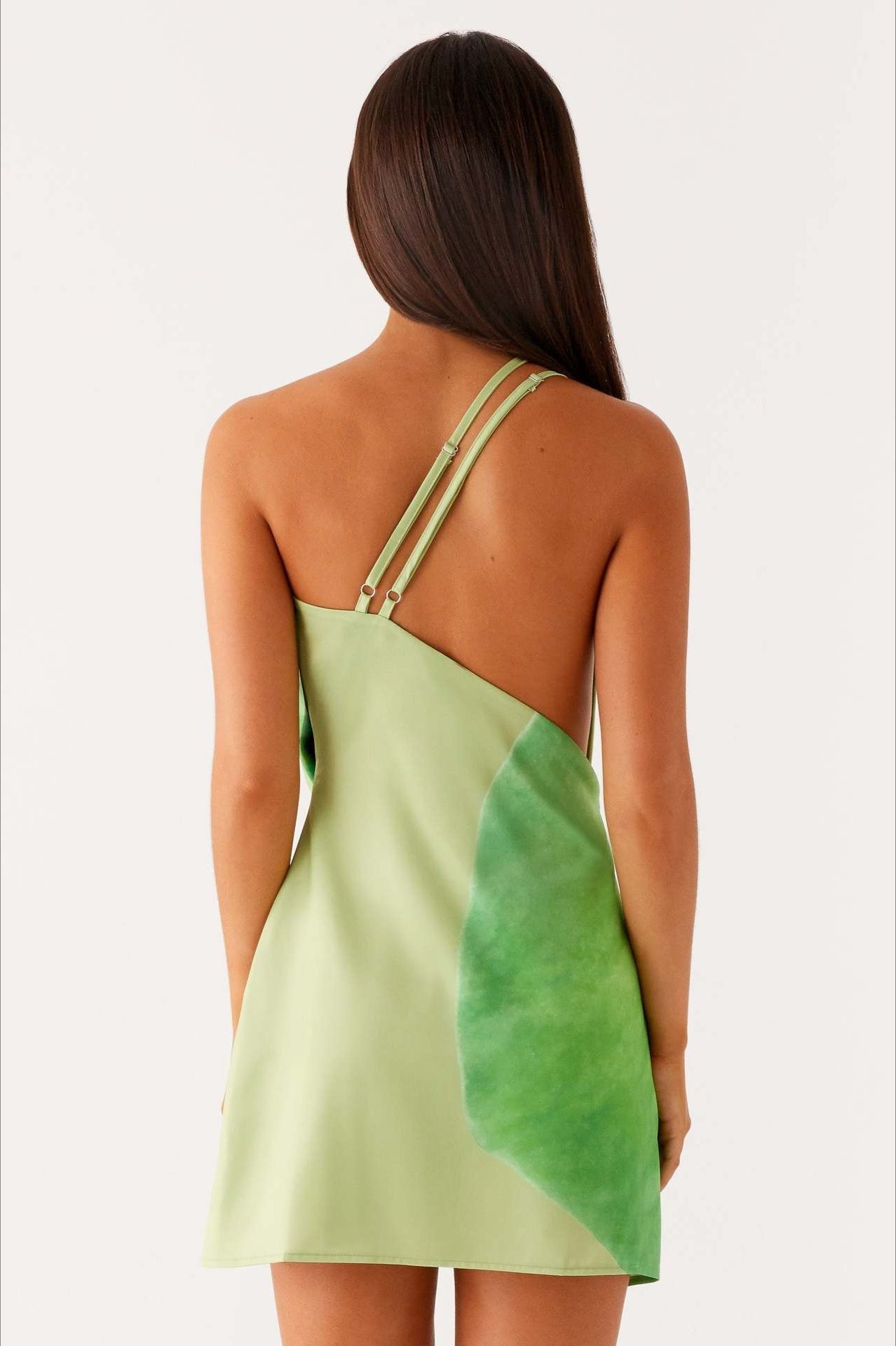 Satin Floral OneShoulder Silk Dress