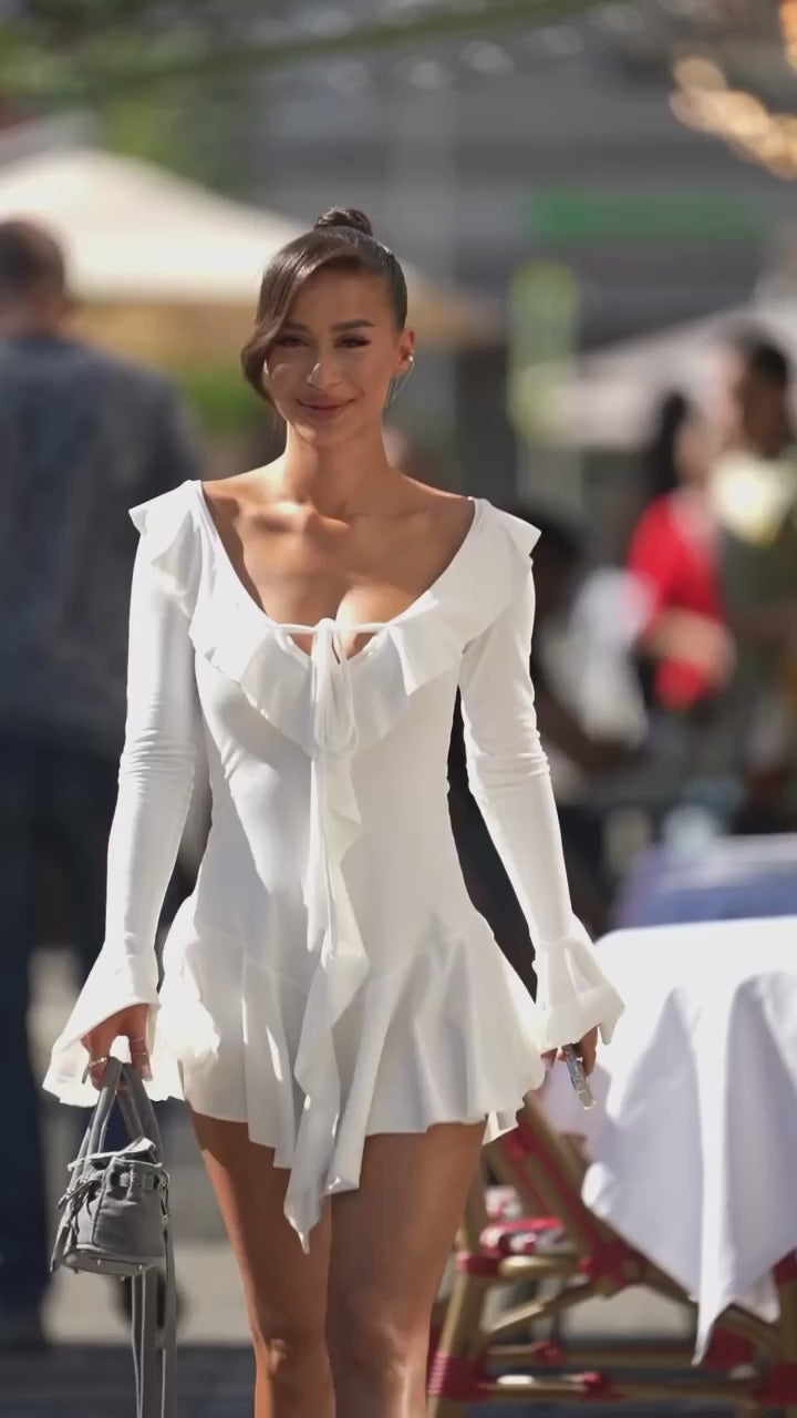Sienna Charm Ruffled Bell Sleeve Mini Dress