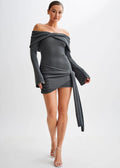 Off Shoulder Knitted Wrap Dress Modern Elegance