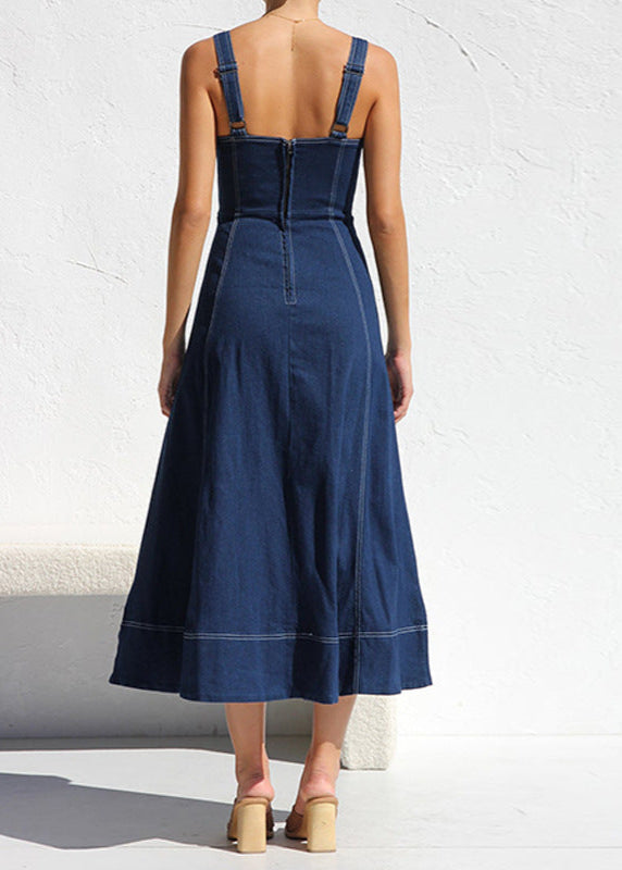 Santorini Indigo Denim Button Down Midi Dress