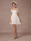 Vintage Short Lace Wedding Dress Modern Bow Satin Court Train Sleeves Bridal Gowns Bridal Gown Princess White Vestido De Novia Mermaid Satin