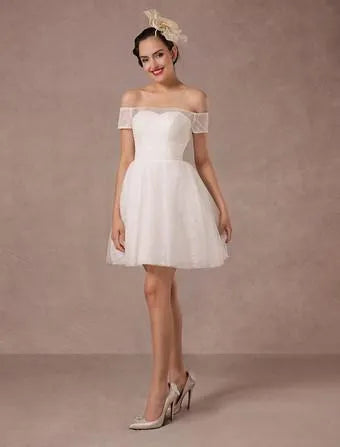 Vintage Short Lace Wedding Dress Modern Bow Satin Court Train Sleeves Bridal Gowns Bridal Gown Princess White Vestido De Novia Mermaid Satin