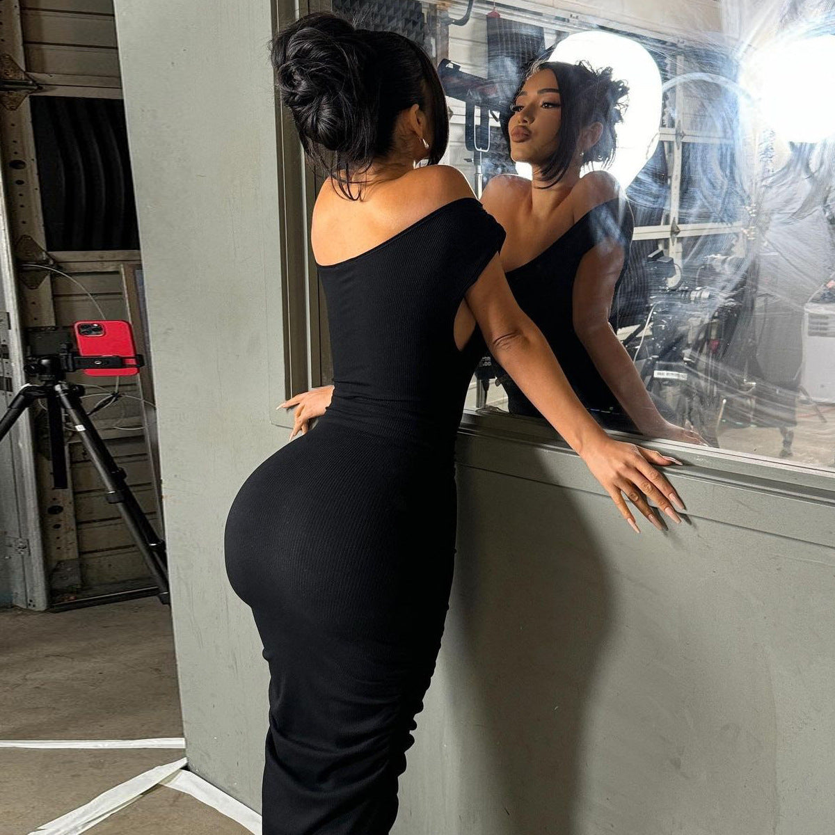 Mystical Off Shoulder Dress Black