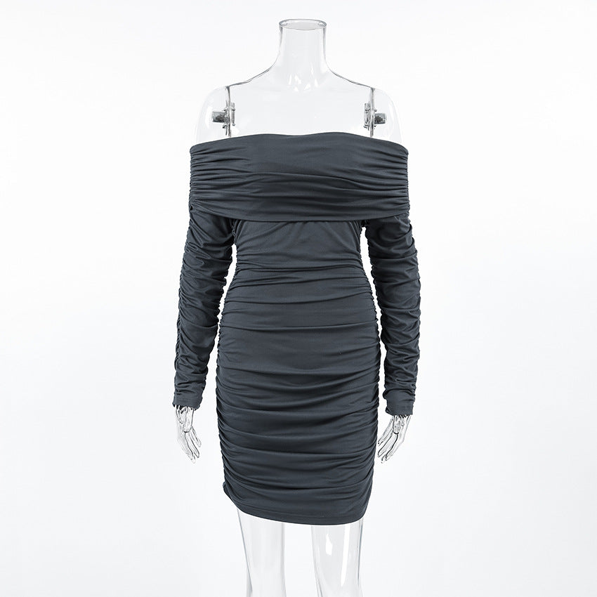 Glamor Off Shoulder Dress Grey