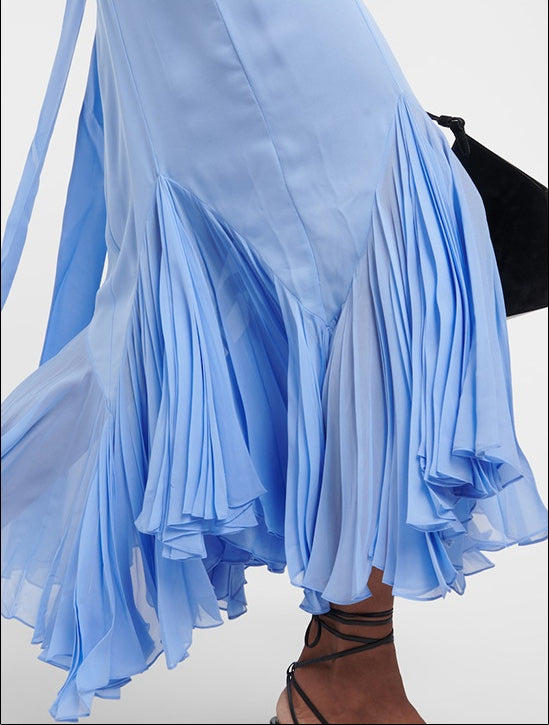 Vintage Party Midi Dress With Stole Blue