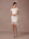Vintage Short Wedding Dress Retro Satin Short Sleeve Wedding Dress Satin Mermaid Bow Satin Court Train Sleeves White Modern Bridal Princess Gown Vestido De Novia